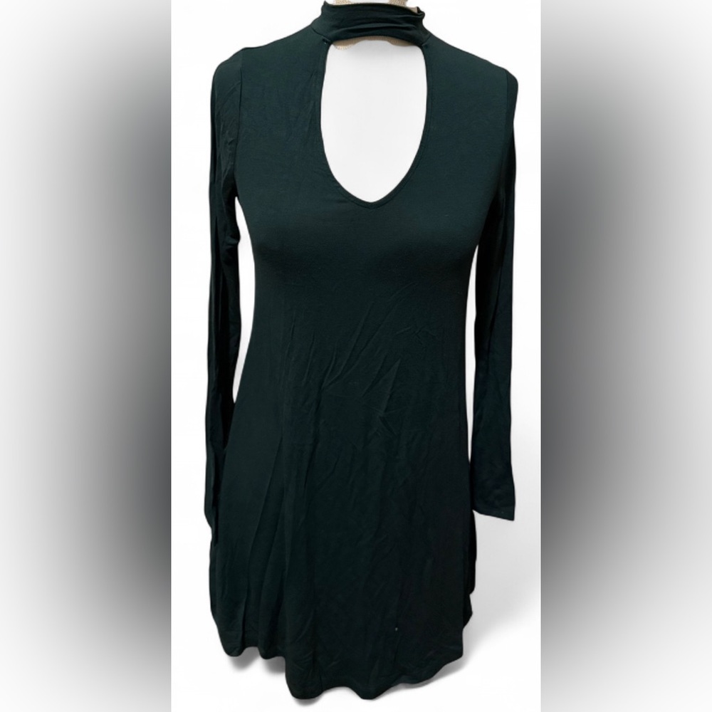 Express Emerald Green Skater Dress S Long Sleeve Cutout Women’s